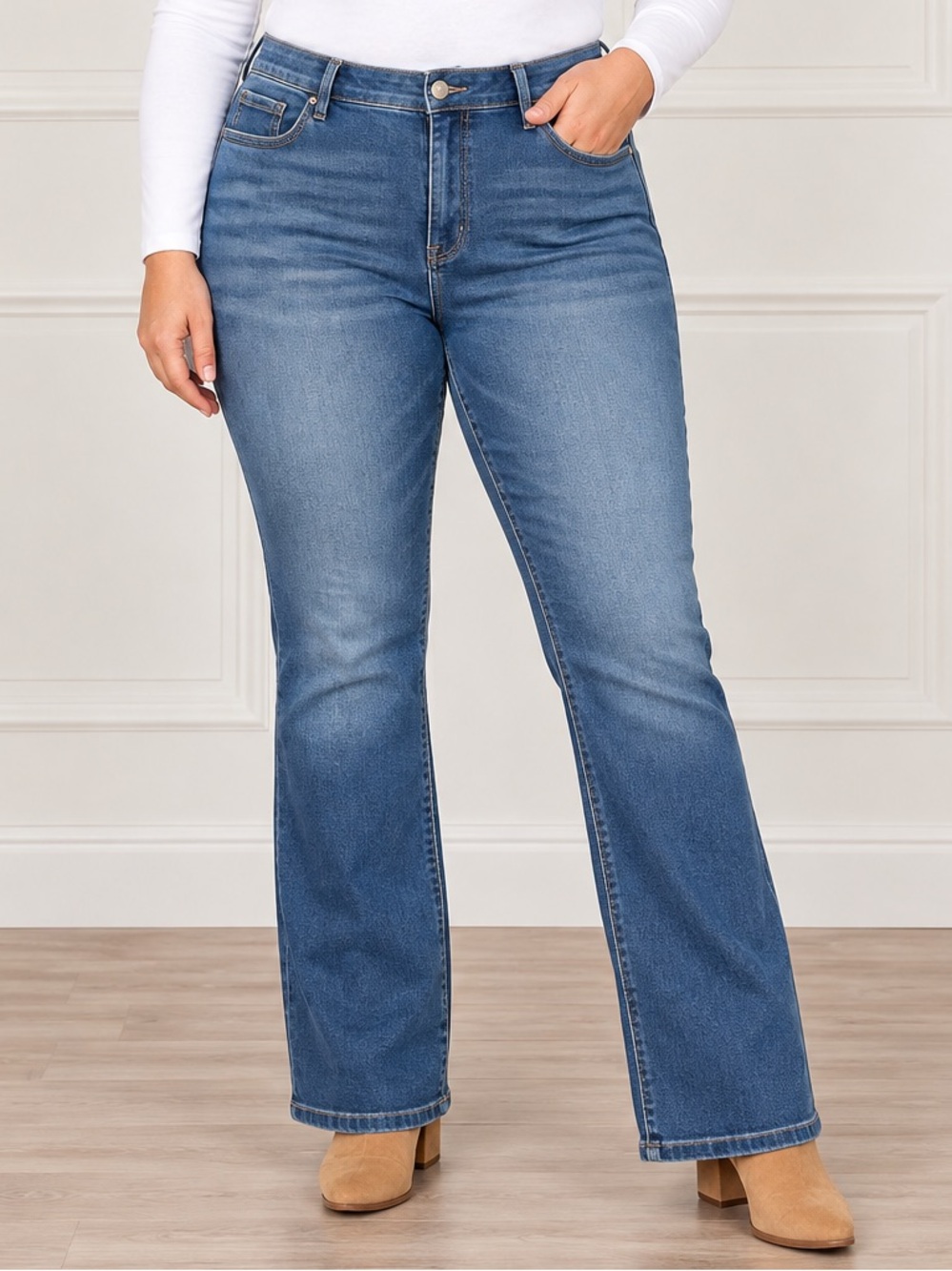 Lane Bryant Jeans Size 16 Blue Wash Flex Magic Waistband High Rise Bootcut